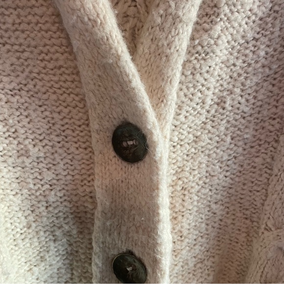 Free People far away cable Cream Button-Up Cardigan w/ collar - Picture 5 of 7